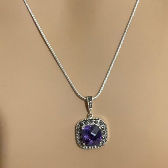 Sterling necklace with amethyst   - Picture 1 of 6